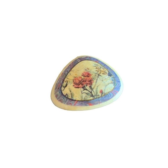 Singed Shell with Applique Floral Design 1 5/8" - Picture 2 of 6
